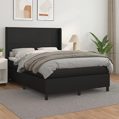 Maison Chic Lit Adulte - Lit simple Lit à sommier tapissier avec matelas moelleux - Meuble de Chambre - Noir 140x190 cm Similicuir -MN91694