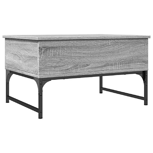 ComfortXL Table Basse Sonoma Gris 70x50x40 Cm Bois D'ingénierie Et Métal