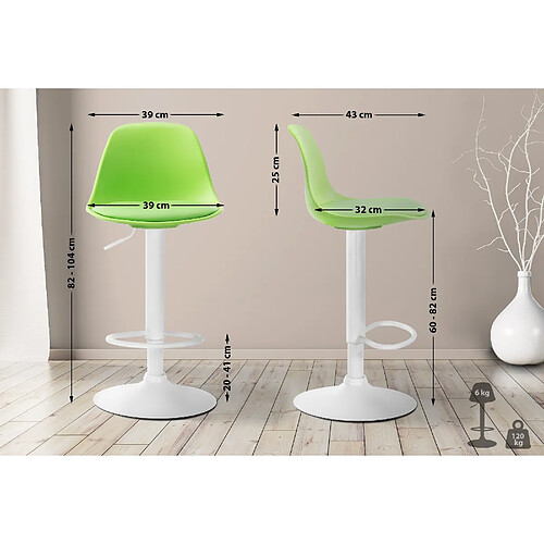 Non Tabouret de bar Kiel simili cuir blanc