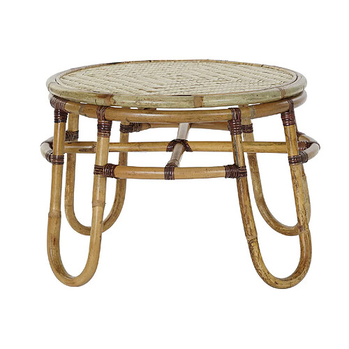 Pegane Table d'appoint en bois de rotin et bambou coloris naturel - diamètre 60 x hauteur 42 cm