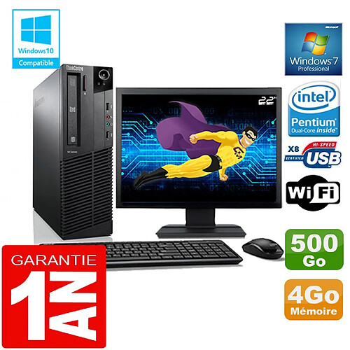 PC Lenovo M92p SFF Intel G630 Ram 4Go Disque 500 Go Wifi W7 Ecran 22" · Occasion