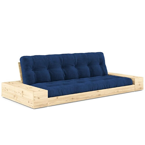 Inside 75 Canapé lit futon BASE bleu roi couchage 130cm dossiers et accoudoirs coffres