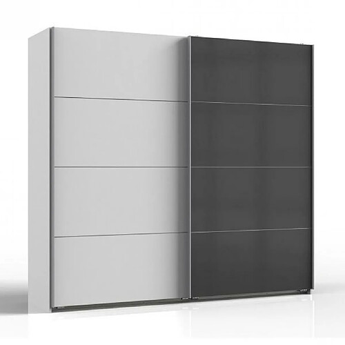 Inside 75 Armoire coulissante AURELIA 225cm blanc porte verre gris