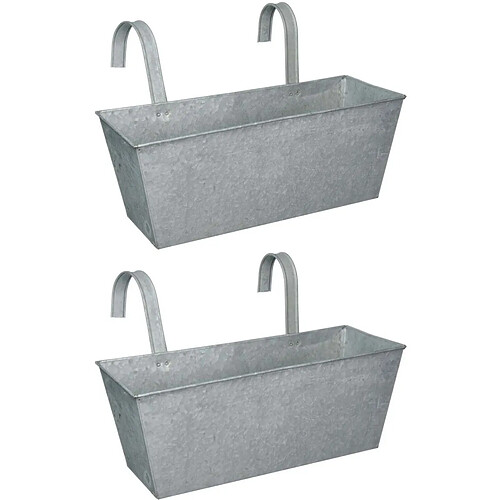 Esschert Design Jardinière balcon en zinc à suspendre (Lot de 2).