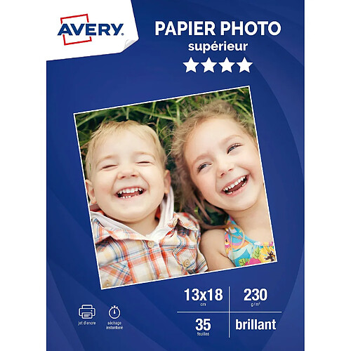 Avery Papier photo 13 x 18 blanc brillant - 230g/m² x 35 - P230B6-35