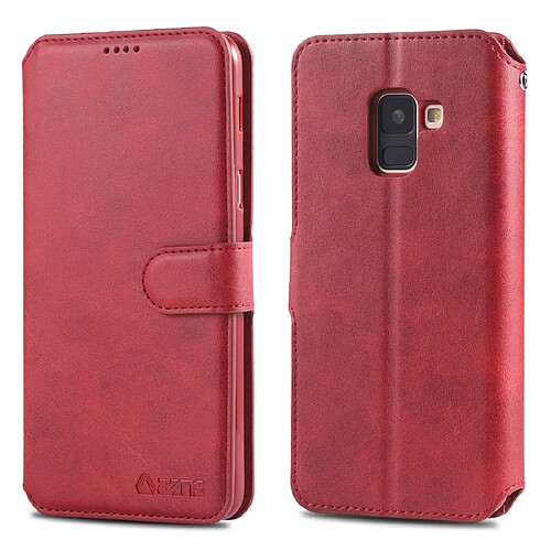 Wewoo Housse Coque Pour Galaxy A6 2018 AZNS Texture du mollet Etui en cuir avec rabat horizontal magnétique PU supportlogements cartes et cadre photo Rouge