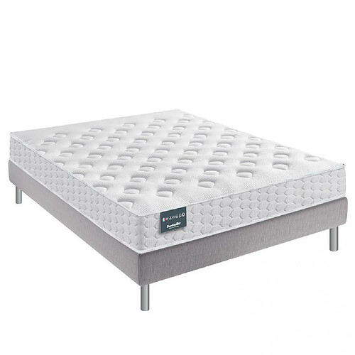 Inside 75 Ensemble Dunlopillo 140*200 cm EUGEN 3 21 cm matelas mémoire de forme sommier déco jeu de 4 pieds gris