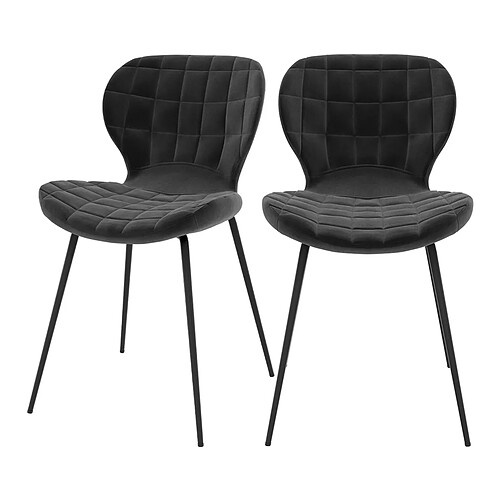 Rendez Vous Deco Chaise Mazzia en velours noir (lot de 2)