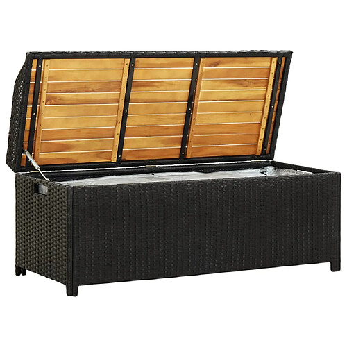 Helloshop26 Banc de jardin meuble de patio d'extérieur terrasse de rangement de jardin 120 cm résine tressée noir 02_0011805