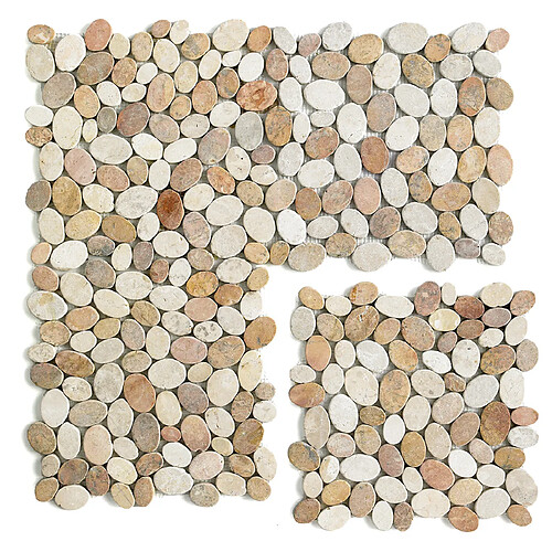 Pegane Carrelage de mosaïque (Boite de 1m²) / Plaque mosaïque mur et sol en marbre naturel coloris blanc et beige mat - 33 x 33 cm