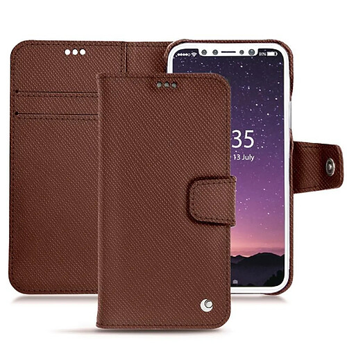 Housse cuir Apple iPhone Xs - Rabat portefeuille - Marron délicat ( Pantone #95614d) - NOREVE