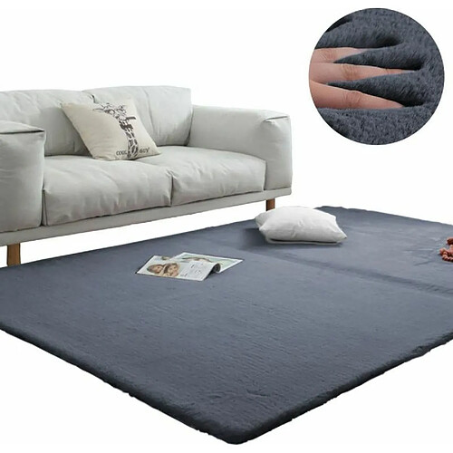 Sensoo Tapis décoratif pour salon, chambre à coucher, chambre d'enfant | fourrure synthétique moelleuse | Tapis à poils longs | antidérapant | Tapis moderne moelleux | Home Office | Tapis (gris, 200 x 250 cm)