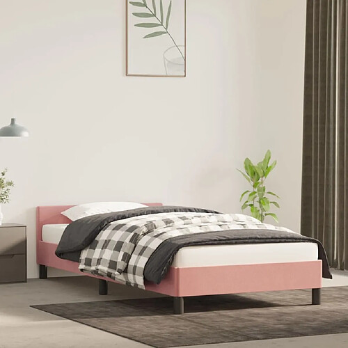 Maison Chic Lit adulte - Cadre Structure de lit avec tête de lit Contemporain Rose 90x200 cm Velours -MN95164