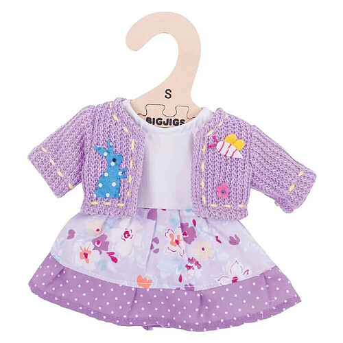 Bigjigs Toys Robe/Cardigan Lilas 28cm Poupée Douce