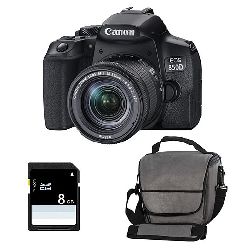 PACK CANON EOS 850D + 18-55 IS STM + Sac + SD 4Go