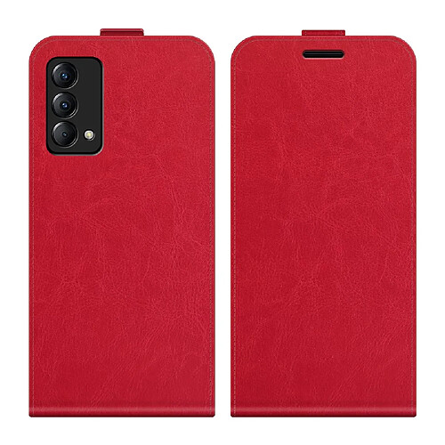 Coque en TPU + PU Fermoir magnétique texture crazy horse avec porte-cartes rouge pour votre Realme Q3 Pro Carnival