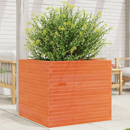 vidaXL Jardinière cire marron 80x80x68,5 cm bois de pin massif