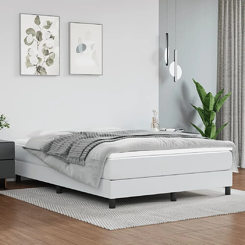 Maison Chic Lit Adulte - Lit simple Lit à sommier tapissier avec matelas moelleux - Meuble de Chambre Blanc 140x190cm Similicuir -MN56804