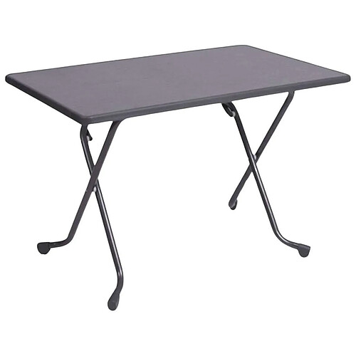 ALIZÉ Table de jardin en acier 4 personnes en acier Cola gris.