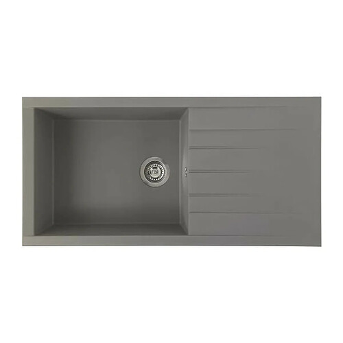 STRADOUR Evier a encastrer CUBE, en SMC GRIS BETON - 16, 1 bac, dim. 100 * 50 cm, vidage manuel