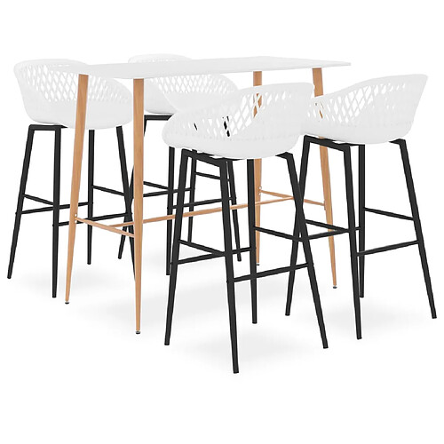 vidaXL Ensemble de bar 5 pcs Blanc