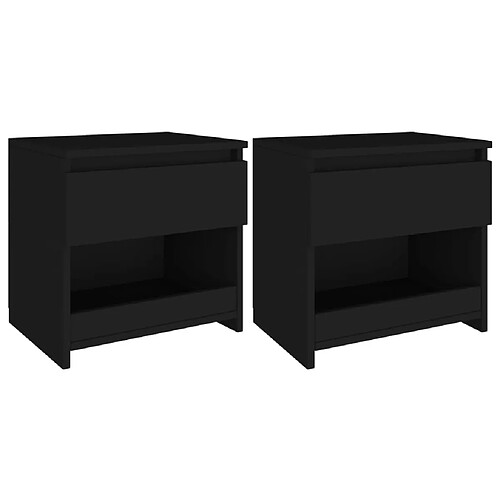 Maison Chic Lot de 2 Tables de chevet - Tables de Nuit Noir 40x30x39 cm Aggloméré