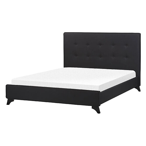 Beliani Lit double en tissu noir 140x200 cm AMBASSADOR