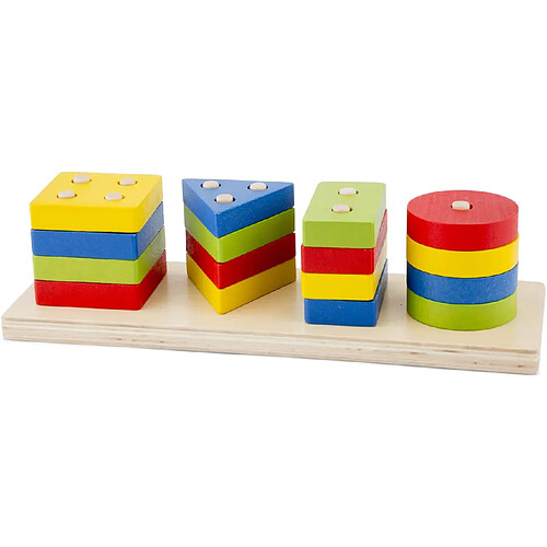 New Classic Toys Geometric Stacking Puzzle, 10500, Multicolore Color