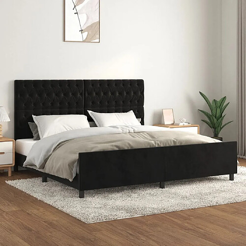 Maison Chic Lit adulte - Cadre Structure de lit avec tête de lit Contemporain Noir 200x200 cm Velours -MN21551