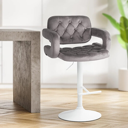 Non Tabouret de bar Dublin velours blanc