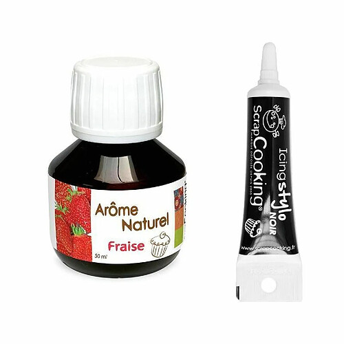 Scrapcooking Arôme naturel fraise 50 ml + Stylo de glaçage noir