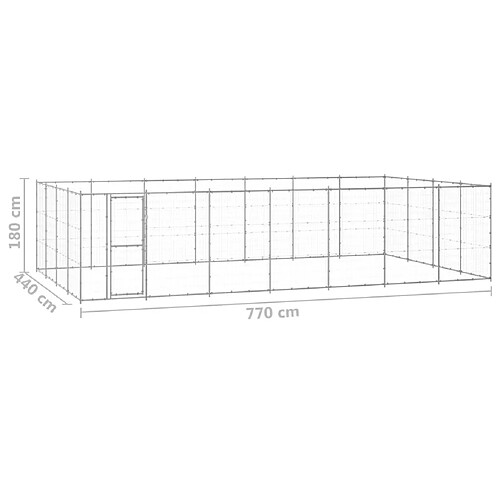 Helloshop26 Chenil extérieur cage enclos parc animaux chien extérieur acier galvanisé 33,88 m² 02_0000420