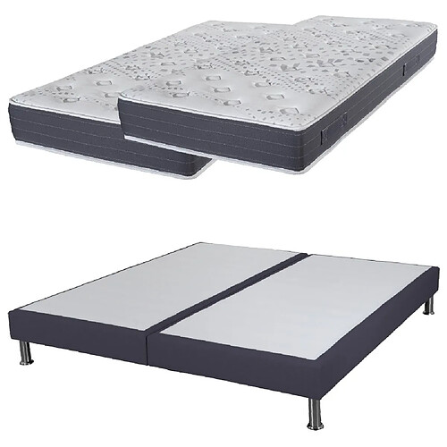 Ebac Matelas mousse + Sommier SR15 Volcan 2x90x190 Majorca - H. 23 cm - Soutien ferme