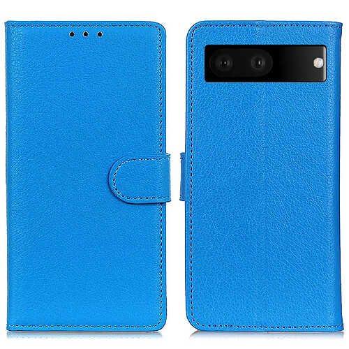 Etui en PU texture litchi avec support, bleu pour votre Google Pixel 7