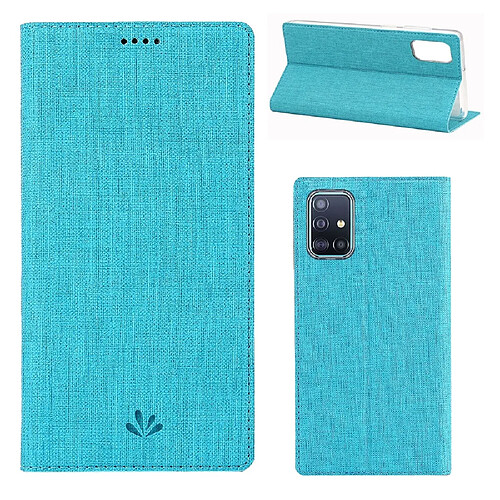 Wewoo Housse Coque Pour Galaxy A51 aimant flip horizontal antichoc TPU + PU étui de protection en cuir fente carte et support bleu