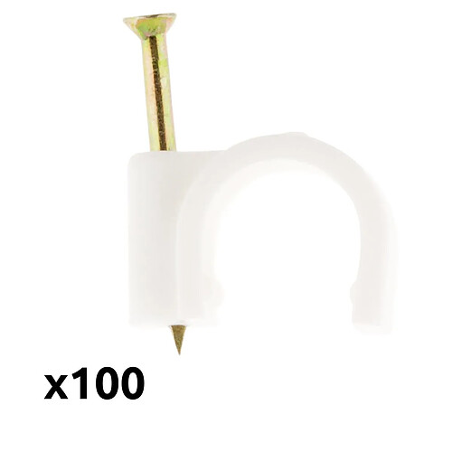 Lot de 100 crochets de fixation Ø14mm - blanc - Zenitech