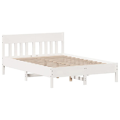 Vidaxl Cadre de lit et tête de lit blanc 140x190 cm bois de pin massif