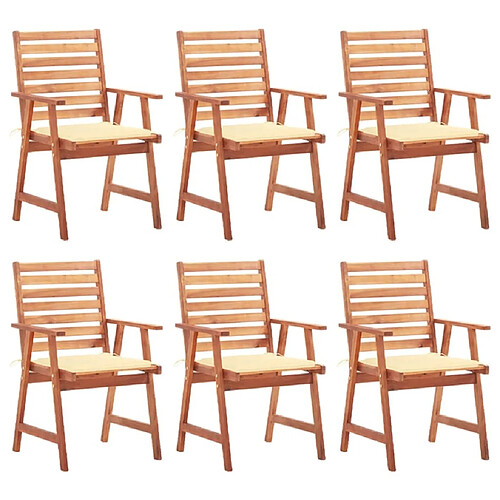 Maison Chic Lot de 6 Chaises à dîner de jardin avec coussins,Fauteuil/Chaises à manger d'extérieur Acacia massif -MN85961