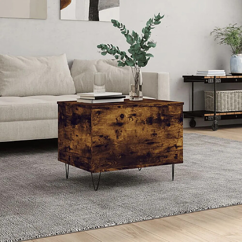 vidaXL Table basse Chêne fumé 60x44,5x45 cm Bois d'ingénierie