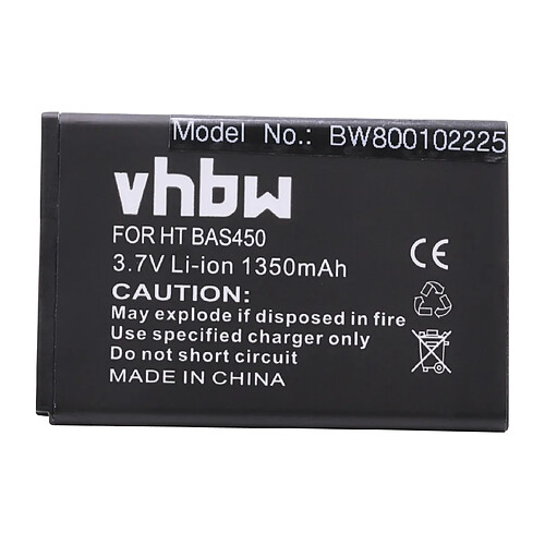 Vhbw Batterie LI-ION 1350mAh pour HTC Z, A7272, Vision, BB96100, PC10100, 7 Mozart, F5151, T-Mobile G2, T8698, Mozart remplace BA S450, BB96100