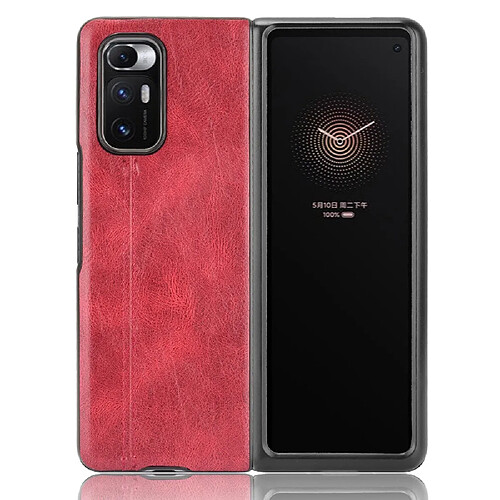 Coque en TPU + PU Conception de ligne de couture rouge pour votre Xiaomi Mi Mix Fold