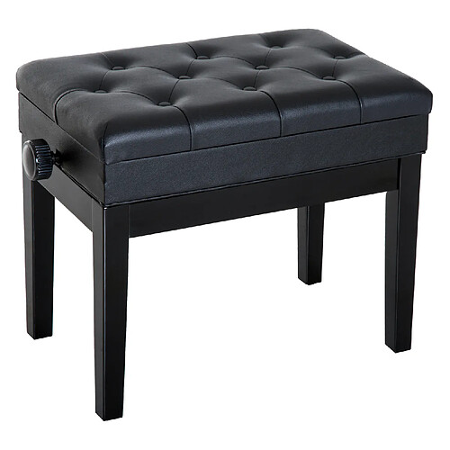 Homcom Banquette tabouret siège pour piano hauteur réglable 55L x 33l x 48-58H cm coffre de rangement interne assise P.U capitonné bois noir