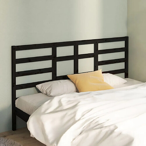 Maison Chic Tête de lit scandinave,Meuble de chambre Noir 186x4x104 cm Bois massif de pin -MN38764