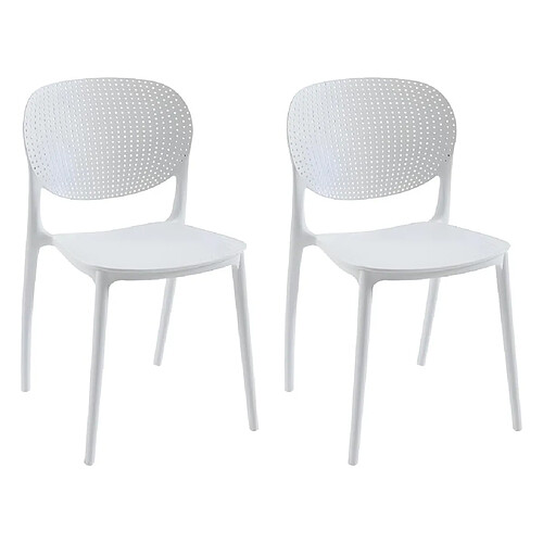 Vente-Unique Lot de 2 chaises empilables en polypropylène - Blanc - CARETANE