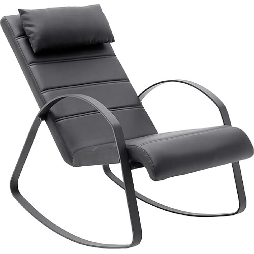 Fauteuil relax / fauteuil inclinable en métal et similicuir coloris noir - L.67 x H.90 x P.115 cm -PEGANE-