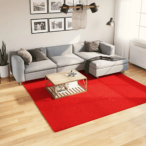 vidaXL Tapis OVIEDO à poils courts rouge 240x240 cm