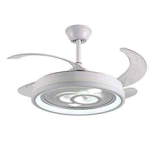 Ventilateur de plafond DAFNE blanc, 4 pales escamotables, 72W LED 3000|4000|6000K, H35xP.108/50cm