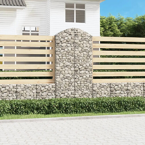 vidaXL Panier de gabions arqué 100x30x200/220 cm Fer galvanisé