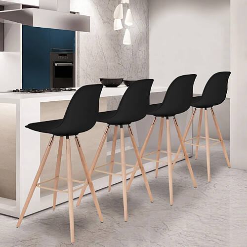 Idmarket Lot de 4 tabourets de bar SARA noir