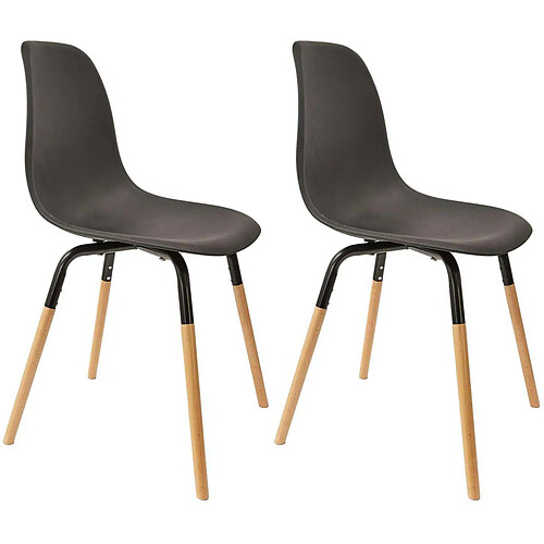 The Home Deco Factory Chaise scandinave pieds métal et bois de hêtre Phenix (Lot de 2) noir.